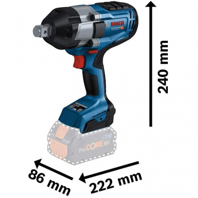 Akumuliatorinis smūginis veržliasūkis Bosch GDS 18V-1050 H, 18 V, (be akum.ir krov.) 1