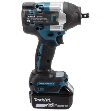 Akumuliatorinis smūginis veržliasukis MAKITA DTW700Z + D-41517, 18V, 700/1000 Nm, 1/2" (be akum. ir krov.) 5