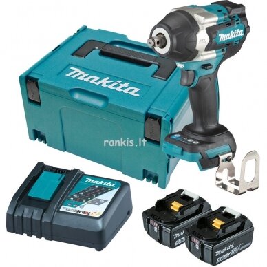 Akumuliatorinis smūginis veržliasukis MAKITA DTW700RTJ, 18V, 1/2", 700/1000 Nm