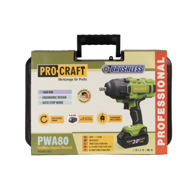 Akumuliatorinis smūginis veržliasukis ProCraft PWA80-1b-c, 20 V, 4 Ah 11