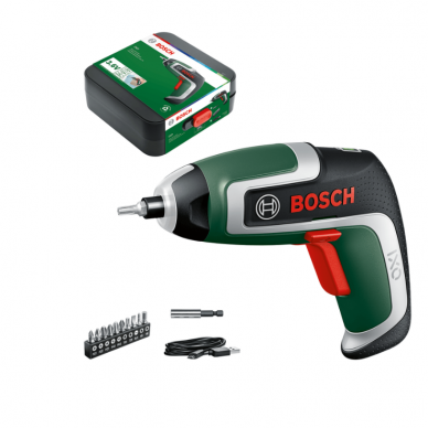 Akumuliatorinis suktuvas Bosch IXO 7, 3,6 V, 1x2,0 Ah, su 11 priedų