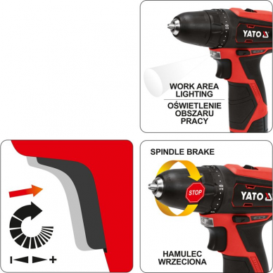 Akumuliatorinis suktuvas-gręžtuvas Yato, 12 V, 1x2,0 Ah 4