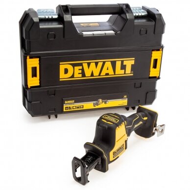 Akumuliatorinis tiesinis pjūklas DeWalt DCS369NT-XJ, 18 V, (be akum. ir krov.) + lagaminas 1