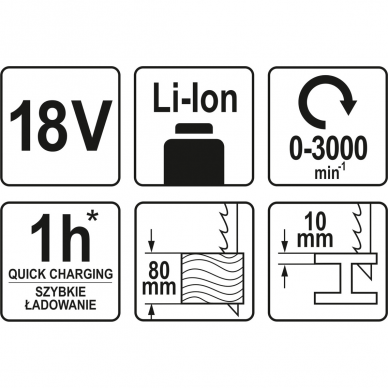 Akumuliatorinis tiesinis pjūklas Yato, 18 V, (be akum. ir krov.) 3