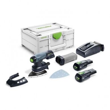 Akumuliatorinis trikampis šlifuoklis Festool DTSC 400 3,0 I-Plus, 18 V, 2 x 3,0 Ah, (577508)