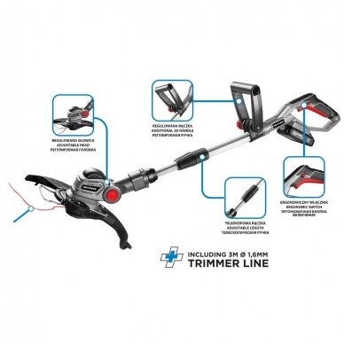 Akumuliatorinis trimeris Graphite 58GE112, 18V (be akum. ir be krov.) 1