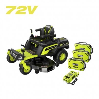 Akumuliatorinis vejos traktorius Ryobi RY72ZTRX137-310, 72 V, 2x10 Ah, 137cm 1