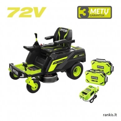 Akumuliatorinis vejos traktorius Ryobi RY72ZTRX76-210, 72 V, 2x10 Ah, 76cm