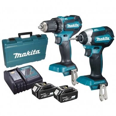 Akumuliatorinių bešepetėlių įrankių komplektas (DDF485z+DTD153z), MAKITA DLX2289, 2X3Ah