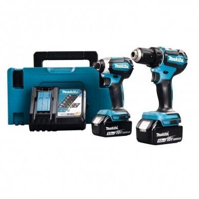 Akumuliatorinių bešepetėlių įrankių komplektas (DDF485z+DTD153z), MAKITA DLX2289TJ, 2X5Ah