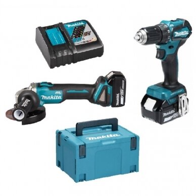 Akumuliatorinių įrankių komplektas Makita DDF483+DGA506, 18V, 2x4,0Ah