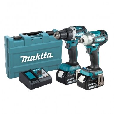 Akumuliatorinių įrankių komplektas MAKITA DLX2410G (DDF484Z+DTW300Z), 18V, 2x6.0Ah