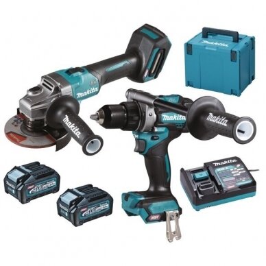 Akumuliatorinių įrankių rinkinys XGT ®, 40Vmax Makita DK0124G201 (GA005GZ+DF001GZ), 2x4,0Ah