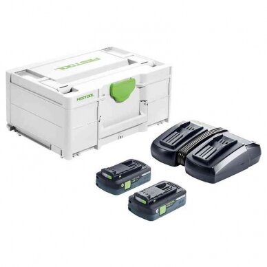 Akumuliatorių ir įkroviklio rinkinys Festool SYS 18V 2x4,0/TCL 6 DUO (577109)