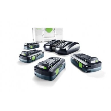 Akumuliatorių ir įkroviklio rinkinys Festool SYS 18V 4x4,0/TCL 6 DUO (577104) 1