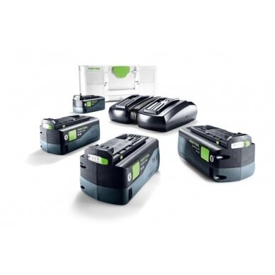 Akumuliatorių ir įkroviklio rinkinys Festool SYS 18V 4x5,0/TCL 6 DUO (577709) 1