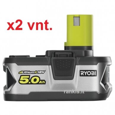 Akumuliatorius Ryobi RB18LL50, 18V, 2x 5,0Ah, LITHIUM+, ONE+ 1