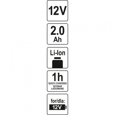 Akumuliatorius Yato LI- ION, 12 V, 2,0 Ah 3