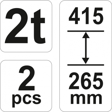 Atramų komplektas Yato, 2 vnt., 265-415 mm, 2 t 1