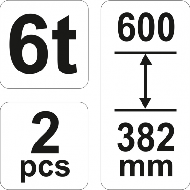 Atramų komplektas Yato, 2 vnt., 382-600 mm, 6 t 1