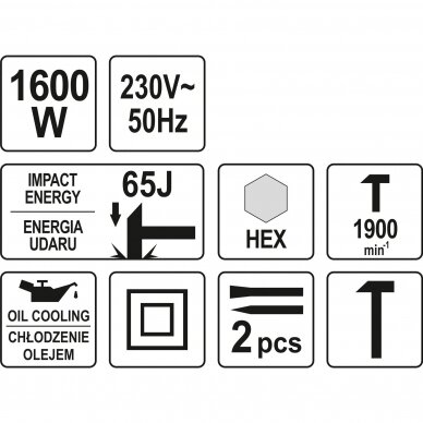 Atskėlimo - griovimo plaktukas perforatorius Yato YT-82001, 65J, 1600W 3