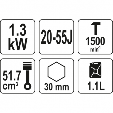 Benzininis griovimo plaktukas Yato, 1300 W, 55J, HEX, 30 mm 3