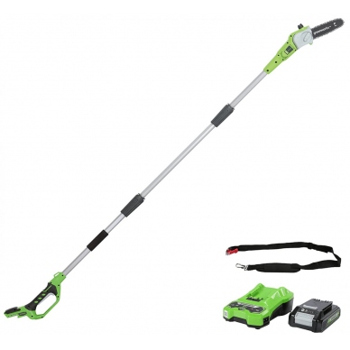 Akumuliatorinė akštapjovė Greenworks G24PS20K2, 24 V, 2,0 Ah 8