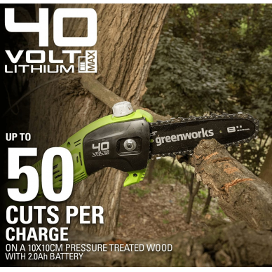 Akumuliatorinė akštapjovė Greenworks G40PSFK2, 40 V, 2,0 Ah 3