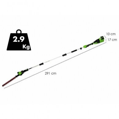 AUKŠTAPJOVĖS IR GYVATVORIŲ GENĖTUVO KOMPLEKTAS Greenworks gd40pshk2x (su 2X2Ah akumuliatoriais ir krovikliu) 3