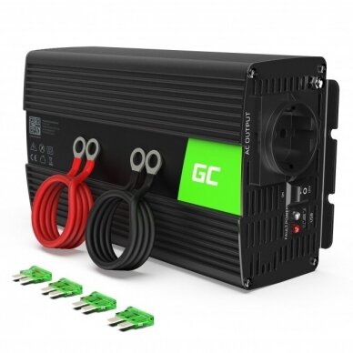 Automobilinis įtampos keitiklis - inverteris Green Cell INV23 (24V - 220V, 1000W/2000W)