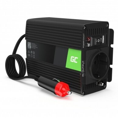 Automobilinis įtampos keitiklis - inverteris Green Cell INV28 (24V - 230V, 150/300W)