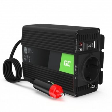 Automobilinis įtampos keitiklis - inverteris Green Cell INV06 (12V - 230V, 150/300W)