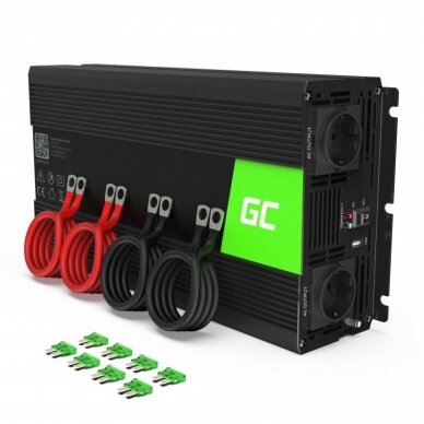 Automobilinis įtampos keitiklis - inverteris Green Cell INV20 (24V - 230V, 2000W/4000W)