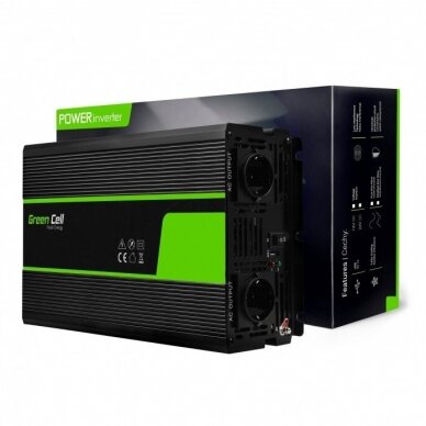 Automobilinis įtampos keitiklis - inverteris Green Cell INV20 (24V - 230V, 2000W/4000W) 1