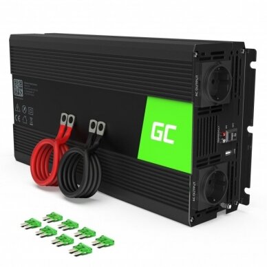 Automobilinis įtampos keitiklis - inverteris Green Cell INV24 (24V - 230V, 1500/3000W)