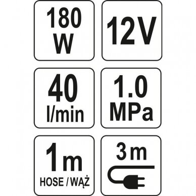 Automobilinis kompresorius Yato YT-73460, 12V, 180W 5