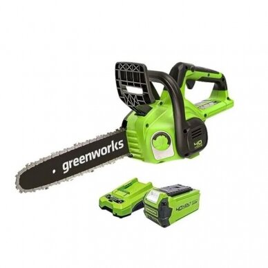 Akumuliatorinis grandininis pjūklas Greenworks G40CS30IIK2, 40 V, 2,0 Ah