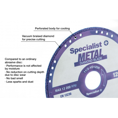 Deimantinis pj. diskas metalui 125x1,4x22,23 mm 1