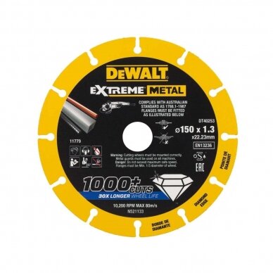 Deimantinis pjovimo diskas DeWalt DT40253-QZ, 150 mm