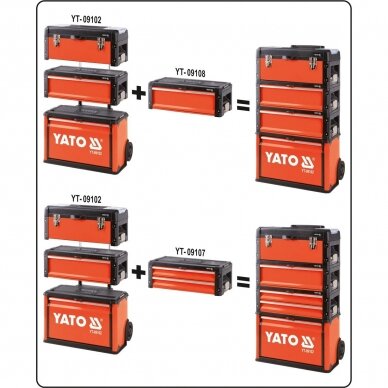 Dėžė įrankiams ant ratukų Yato, 3-jų dalių 1
