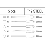 Dildžių metalui komplektas su dėklu Yato YT-55453, 5 vnt.