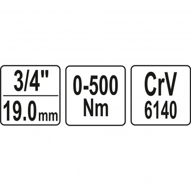 Dinamometrinis švytuoklinis raktas Yato, 3/4", 0-500 Nm 2