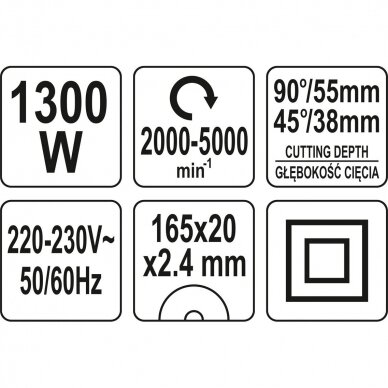 Diskinis pjūklas Yato YT-82168, 1300W, 165mm 3