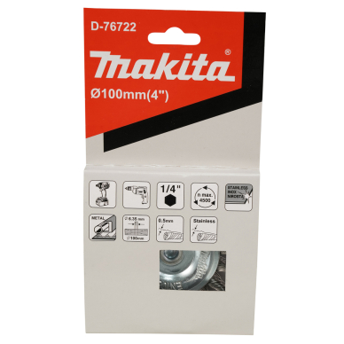 Disko formos šveitimo šepetys Makita D-76722, 100mm, su 1/4'' šešiakampiu antgaliu 4