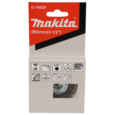 Disko formos šveitimo šepetys Makita D-76629, 63mm, su 1/4'' šešiakampiu antgaliu 4