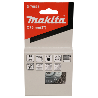 Disko formos šveitimo šepetys Makita D-76635, 75mm, su 1/4'' šešiakampiu antgaliu 4