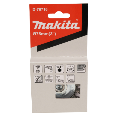 Disko formos šveitimo šepetys Makita D-76716, 75mm, su 1/4'' šešiakampiu antgaliu 4