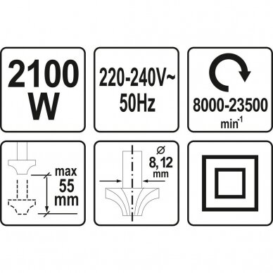 Elektrinė freza Yato YT-82380, 2100W 2