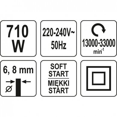 Elektrinė freza Yato, 710 W, 6 mm / 8 mm 7