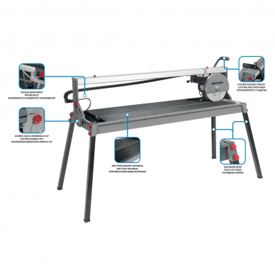 Elektrinės plytelių pjaustymo staklės GRAPHITE 59G892, 1500 W 1